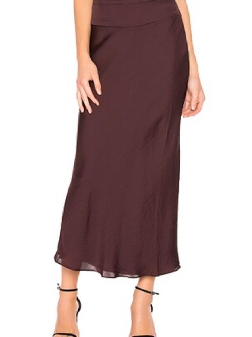Free People Chocolate Brown Satin Maxi Skirt